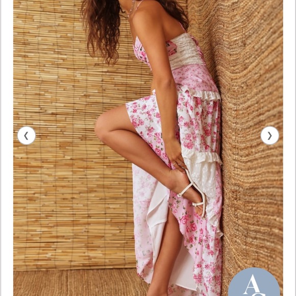 Altar'd State Pink Floral Ruffled Maxi Dress - Picture 2 of 4